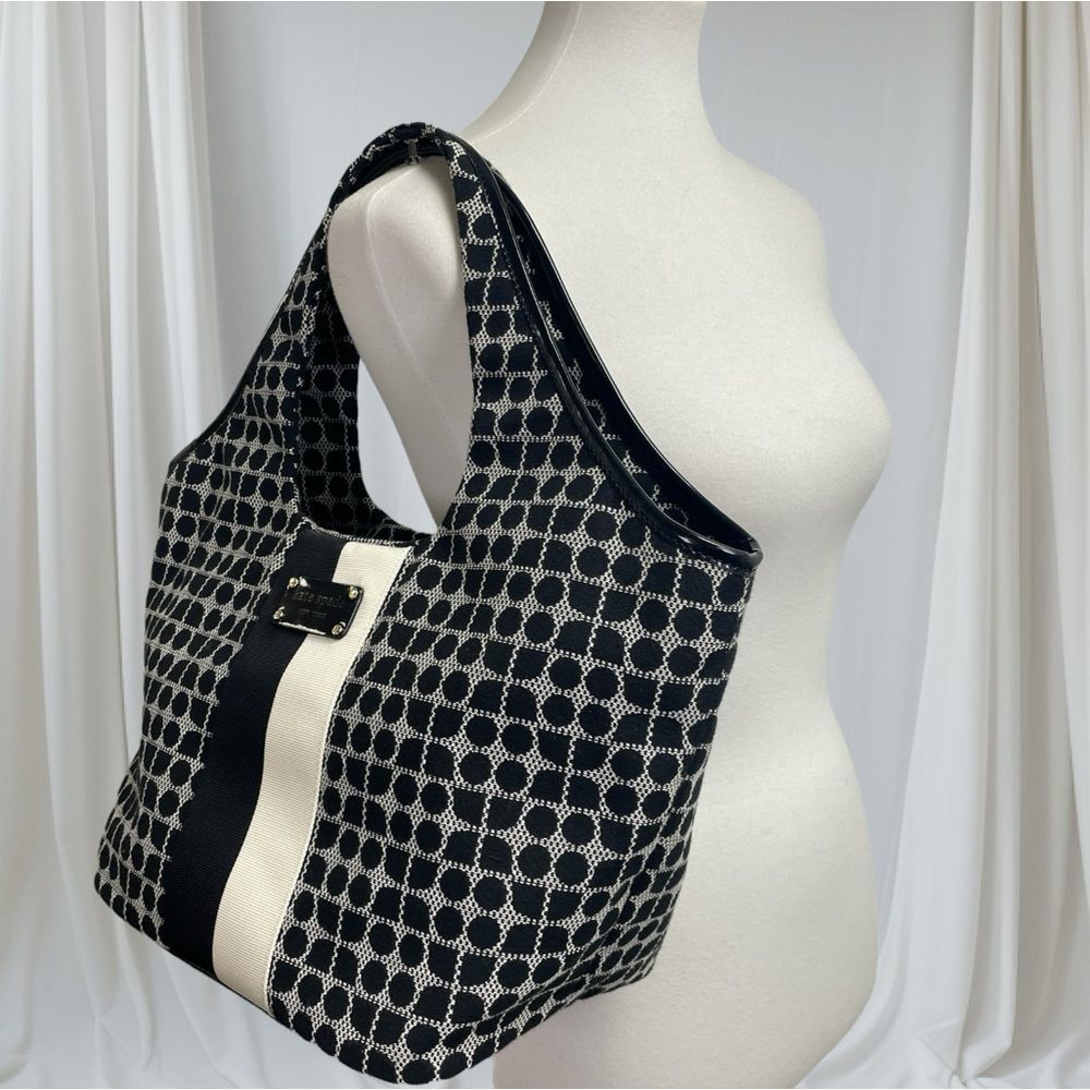 Kate Spade Large Tate Shoulder Bag. Tote Noel black circles zipper zip city work